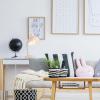 imageGLOBE Electric 67339 16 Inch Pink Desk Lamp with Gold Arm inLine OnOff Switch Reading Light Ideal for Bedroom Dorm and OfficeMatte Rose  Robin