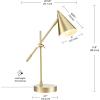 imageGLOBE Electric Novogratz x Tacoma 18quot Desk Lamp Matte Brass Adjustable Height Balance Arm Brass Rotary Switch on Shade52887Brass