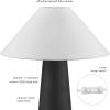 imageGLOBE Novogratz x Electric 65862 Harrington 20quot Table Lamp 2Tone Faux Wood White Cotton ShadeBlack