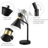 imageGlobe Electric 52999 Derek 18quot 2Light Desk Lamp Matte Black OnOff Rotary Switch on Each ShadeMatte Brass Accents