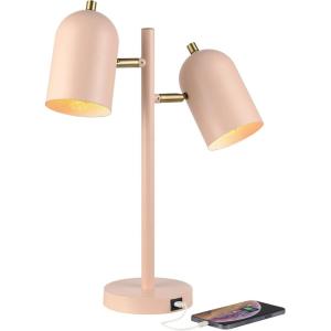 imageGLOBE Electric 67339 16 Inch Pink Desk Lamp with Gold Arm inLine OnOff Switch Reading Light Ideal for Bedroom Dorm and OfficeMatte Pink  Carter