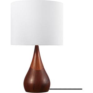 imageGLOBE Novogratz x Electric 65862 Harrington 20quot Table Lamp 2Tone Faux Wood White Cotton ShadeFaux Wood