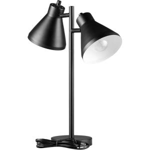 imageGlobe Electric 52999 Derek 18quot 2Light Desk Lamp Matte Black OnOff Rotary Switch on Each ShadeMatte Black  Industrial