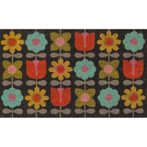 imageNovogratz Aloha Collection Black Hex Tile Doormat 16quot x 26quot BlackMulti Color