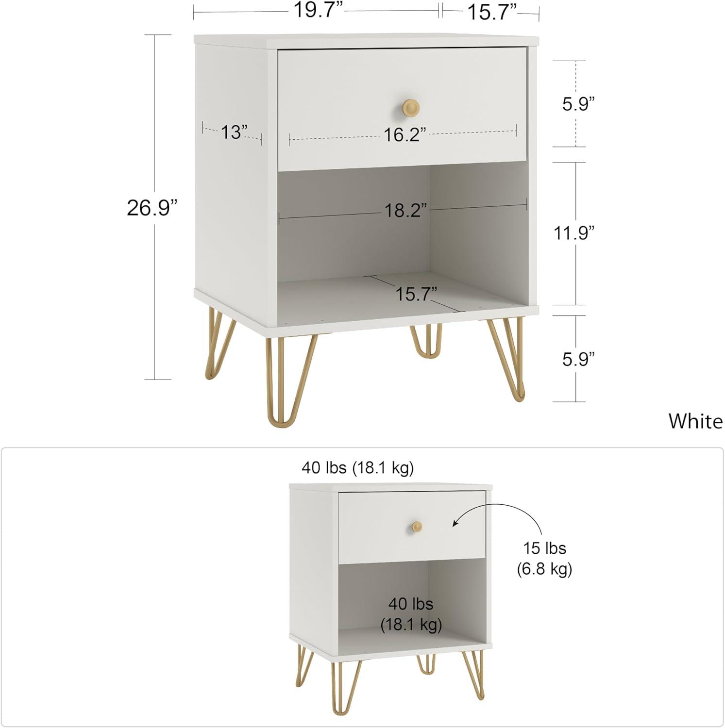 imageNovogratz Finley White Nightstand