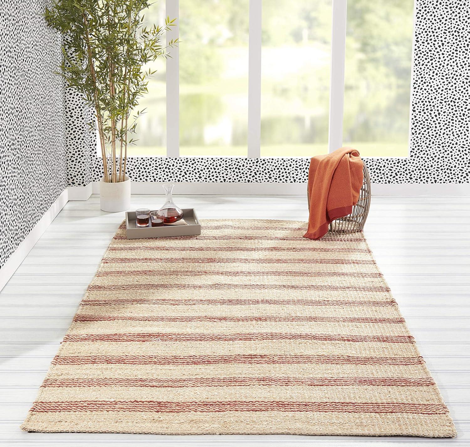 imageNovogratz by Momeni MONTAMTK1NVY5070 Montauk 100 Jute Hand Woven Indoor Area Rug 50quot x 70quot Navy BlueTerra Cott
