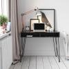 imageNovogratz Athena Computer Desk with Storage White Faux MarbleBlack Marble