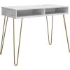 imageNovogratz Athena Computer Desk with Storage White Faux MarbleWhite Marble