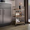 imageNovogratz Helix Small Bar Cart for the Home 3 Tier Rolling Cart With Wheels Kitchen Cart with Storage for Beverages and Wine Gold