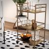 imageNovogratz Helix Small Bar Cart for the Home 3 Tier Rolling Cart With Wheels Kitchen Cart with Storage for Beverages and Wine Gold