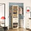 imageNovogratz Kelly 5 Shelf  2 Drawer Closet Organizer with 3 Adjustable Hanging Rods Ivory Oak