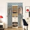 imageNovogratz Kelly 5 Shelf  2 Drawer Closet Organizer with 3 Adjustable Hanging Rods Ivory Oak