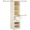 imageNovogratz Kelly 5 Shelf  2 Drawer Closet Organizer with 3 Adjustable Hanging Rods Ivory Oak