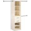 imageNovogratz Kelly 5 Shelf  2 Drawer Closet Organizer with 3 Adjustable Hanging Rods Ivory Oak