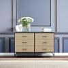 imageNovogratz Kelly 6 Drawer Dresser Faux Rattan ampamp Black OakBlack Oak