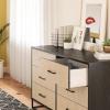 imageNovogratz Kelly 6 Drawer Dresser Faux Rattan ampamp Black OakBlack Oak