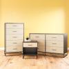 imageNovogratz Kelly 6 Drawer Dresser Faux Rattan ampamp Black OakBlack Oak