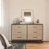 imageNovogratz Kelly 6 Drawer Dresser Faux Rattan ampamp Black OakBlack Oak