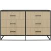 imageNovogratz Kelly 6 Drawer Dresser Faux Rattan ampamp Black OakBlack Oak