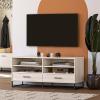 imageNovogratz Kelly TV Stand with Drawers for TVs up to 55quot Ivory Oak