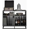 imageNovogratz Regal Double Wide Record StationAccent Cabinet Black Oak