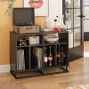 imageNovogratz Regal Double Wide Record StationAccent Cabinet Black Oak