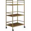 imageNovogratz Helix Small Bar Cart for the Home 3 Tier Rolling Cart With Wheels Kitchen Cart with Storage for Beverages and Wine Gold