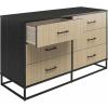 imageNovogratz Kelly 6 Drawer Dresser Faux Rattan ampamp Black OakBlack Oak