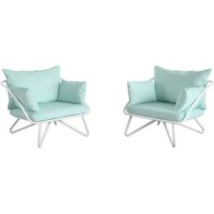 imageNovogratz 88061CWGE Poolside Gossip Collection Teddi Outdoor 2Piece Charcoal PatioLoungeChairsAqua Haze