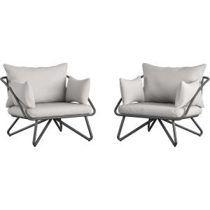 imageNovogratz 88061CWGE Poolside Gossip Collection Teddi Outdoor 2Piece Charcoal PatioLoungeChairsCharcoal
