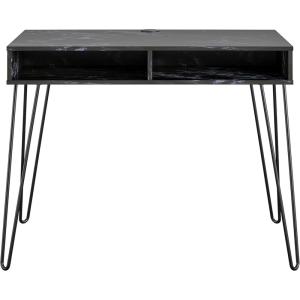 imageNovogratz Athena Computer Desk with Storage White Faux MarbleBlack Marble