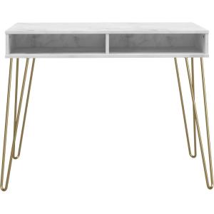 imageNovogratz Athena Computer Desk with Storage White Faux MarbleWhite Marble
