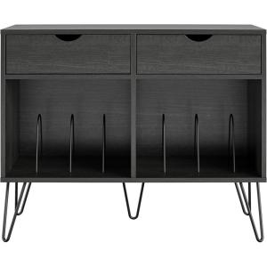 imageNovogratz Concord Turntable Stand with Drawers Black Oak