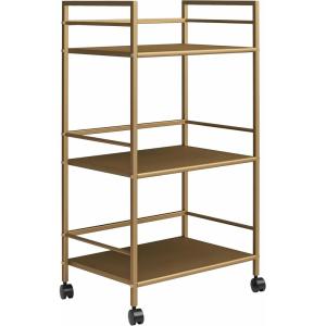 imageNovogratz Helix Small Bar Cart for the Home 3 Tier Rolling Cart With Wheels Kitchen Cart with Storage for Beverages and Wine Gold