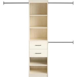 imageNovogratz Kelly 5 Shelf  2 Drawer Closet Organizer with 3 Adjustable Hanging Rods Ivory Oak