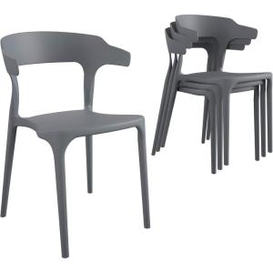imageNovogratz Poolside Collection Felix Stacking Dining Chairs IndoorOutdoor 4Pack French BlueCharcoal