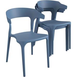 imageNovogratz Poolside Collection Felix Stacking Dining Chairs IndoorOutdoor 4Pack French BlueFrench Blue