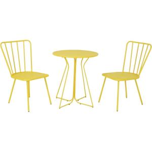 imageNovogratz Poolside Gossip Collection Heidi OutdoorIndoor 3 Piece Bistro Set Light GrayYellow