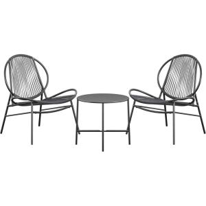 imageNovogratz Poolside Gossip Marilyn 3 Piece Resin Weave Chat Set Charcoal