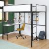 imageNovogratz Axel Metal Loft Bed with Desk and Shelves Full Black and Off WhiteFull