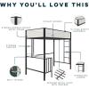 imageNovogratz Axel Metal Loft Bed with Desk and Shelves Full Black and Off WhiteTwin