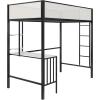 imageNovogratz Axel Metal Loft Bed with Desk and Shelves Full Black and Off WhiteTwin