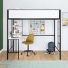 imageNovogratz Axel Metal Loft Bed with Desk and Shelves Full Black and Off WhiteTwin