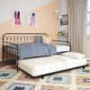 imageNovogratz Bright Pop Full Metal Daybed with Twin Trundle Bed BlackBlack