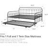 imageNovogratz Bright Pop Full Metal Daybed with Twin Trundle Bed BlackBlack