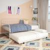 imageNovogratz Bright Pop Full Metal Daybed with Twin Trundle Bed BlackOff White
