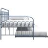 imageNovogratz Bright Pop Full Metal Daybed with Twin Trundle Bed BlackStone Blue