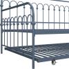 imageNovogratz Bright Pop Full Metal Daybed with Twin Trundle Bed BlackStone Blue