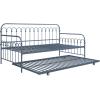 imageNovogratz Bright Pop Full Metal Daybed with Twin Trundle Bed BlackStone Blue
