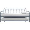 imageNovogratz Bright Pop Full Metal Daybed with Twin Trundle Bed BlackStone Blue